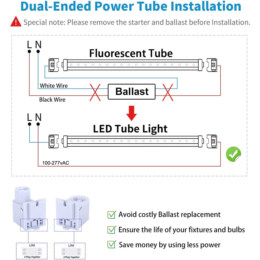 LED Starter, Easily Convert to led Tubes, Replace Fluorescent Fittings  starter