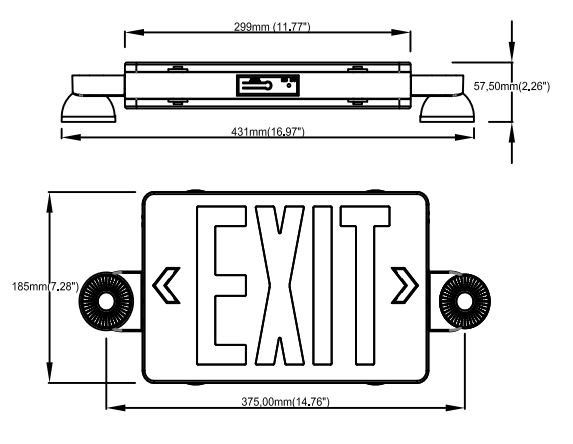 Red LED Exit Sign with Emergency Lights
