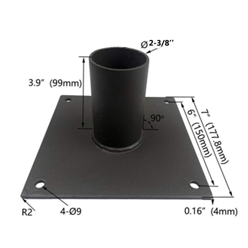 180° Wall Mount Bracket with 2-3/8" O.D. Tenon. 