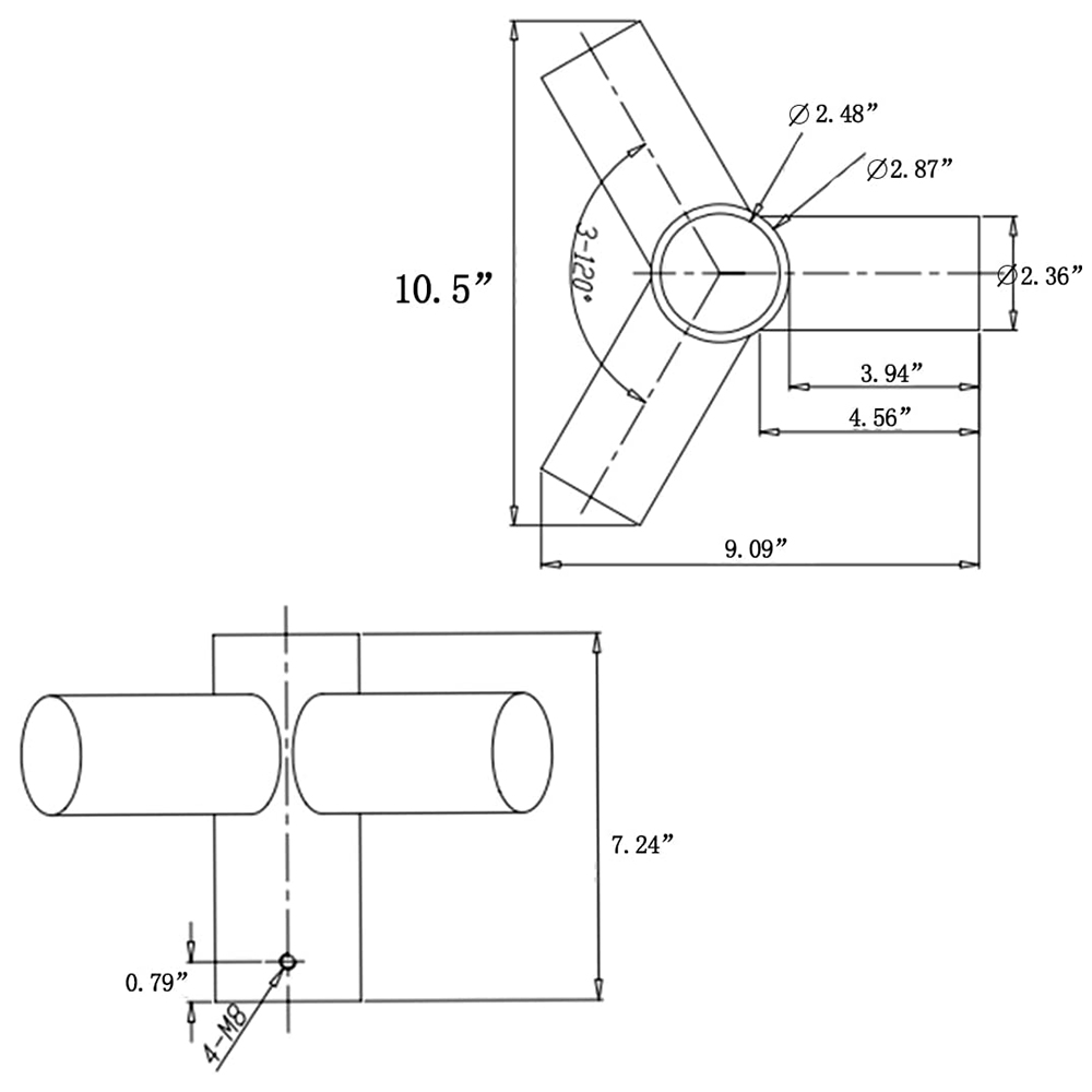 120 Degree Triple Pole Light Mounting Bracket