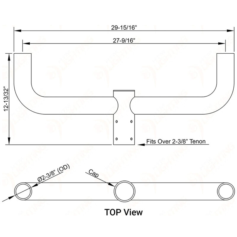 Bullhorn Bracket with 2 Arms at 180 Degrees