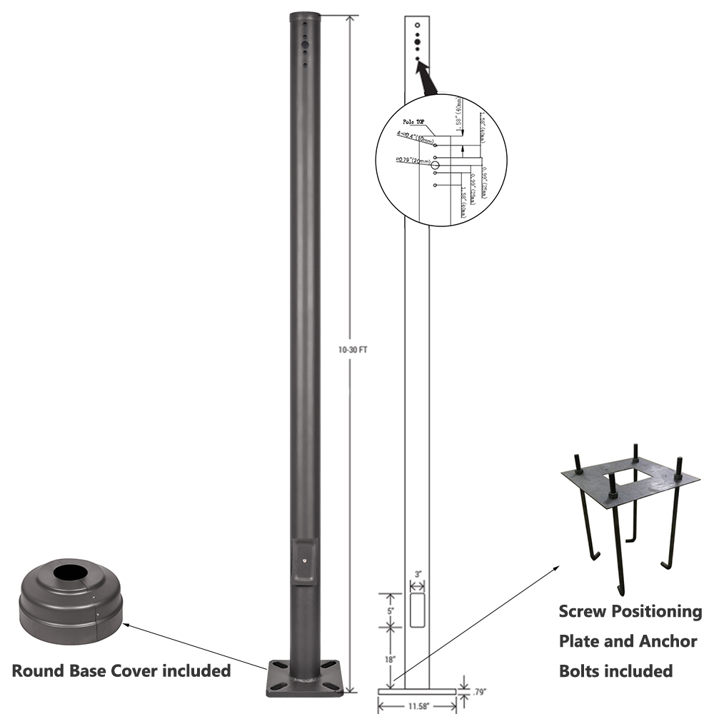 round straight steel pole